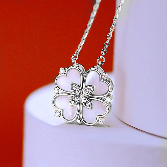 Love Magnetic Pendant Necklace Ladies Clover Necklace Heart Shaped Clover Necklace Lucky 4 in 1 Love Pendant Jewelry Gift